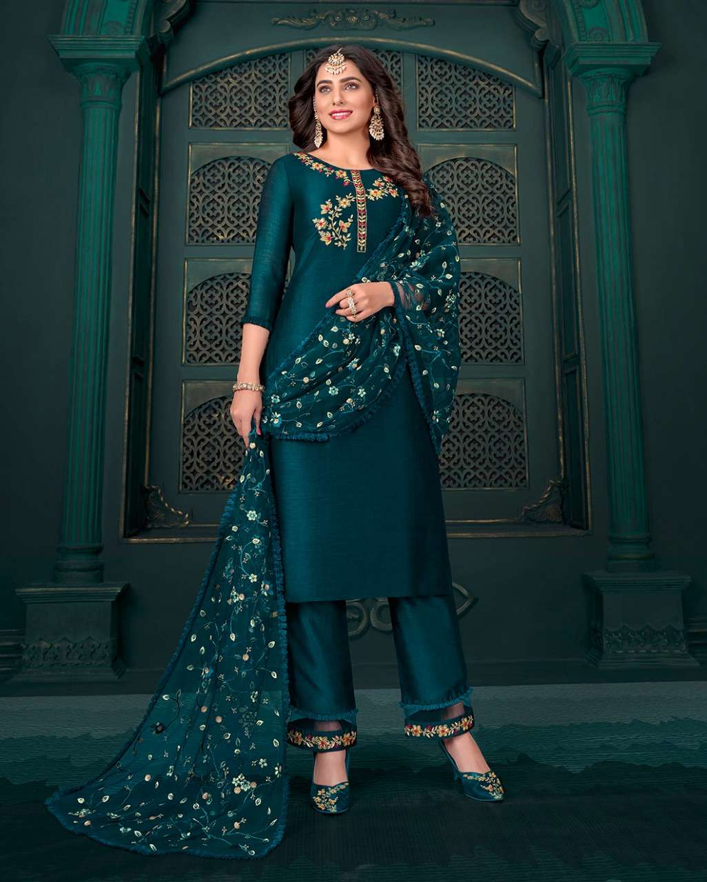 Lily & Lali-Maria 9-Silk-Handwork-Kurti-Inner-Silk-Pant-Sequence-Embroidery-Work-Dupatta-10203